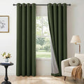 100% Blackout Linen Textured Curtains 96 Inch Long, Loden | 100% Blackout Shield by 100BlackoutShield