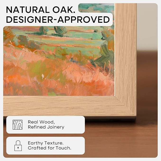 Homeforia 12x18 Picture Frame Wood, High End Natural Oak 12x18 Light Wooden Poster Frame with Mat 8.5x11, 12 x 18 Frames Matted to 8.5 by 11 Photo, 18x12 Thin Frame, Tempered Glass, Wall Kit, Set of 1
