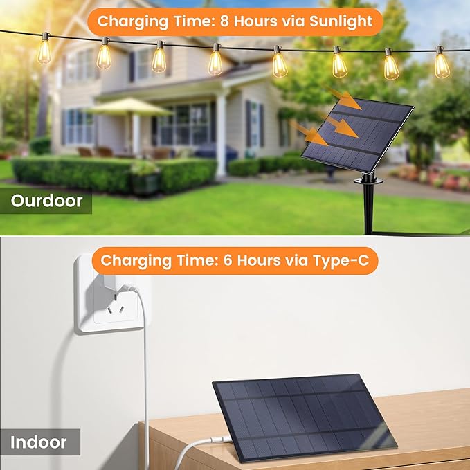 OHLUX 35FT Solar Globe String Lights Outdoor, Waterproof Solar Patio Lights with Remote, 17 Shatterproof ST38 LED Filament Bulbs, 2200K Soft White, Dimmable Edison Hanging Lights for Gazebo, Deck