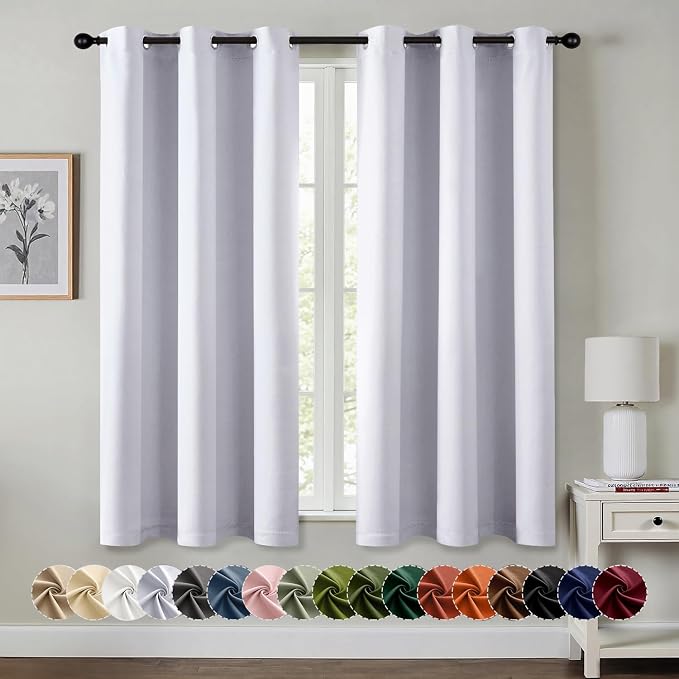 MIULEE Blackout Curtains for Bedroom 2 Panels 40x63 Inch Long Greyish White | by MIULEE