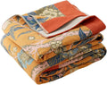 Boho Muslin Blanket for Adults 4-Layer Gauze Twin Size Soft Cozy 100% Cotton Summer Cooling Blanket Floral Decor for Sofa Bed Coverlet Both Sides (Flowr Branch Orange, Twin 60 x 80 in)