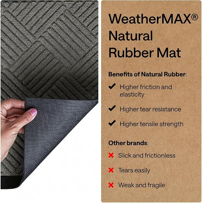 GORILLA GRIP 100% Waterproof All-Season WeatherMAX Doormat, US Designed Natural - Image 6