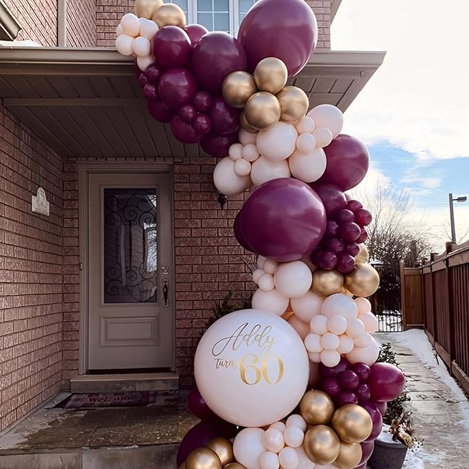 130pcs Burgundy Balloons Different Sizes 18" 12" 10" 5" Wine Red Balloons for Birthday Graduation Bride Baby Shower Wedding Decorations