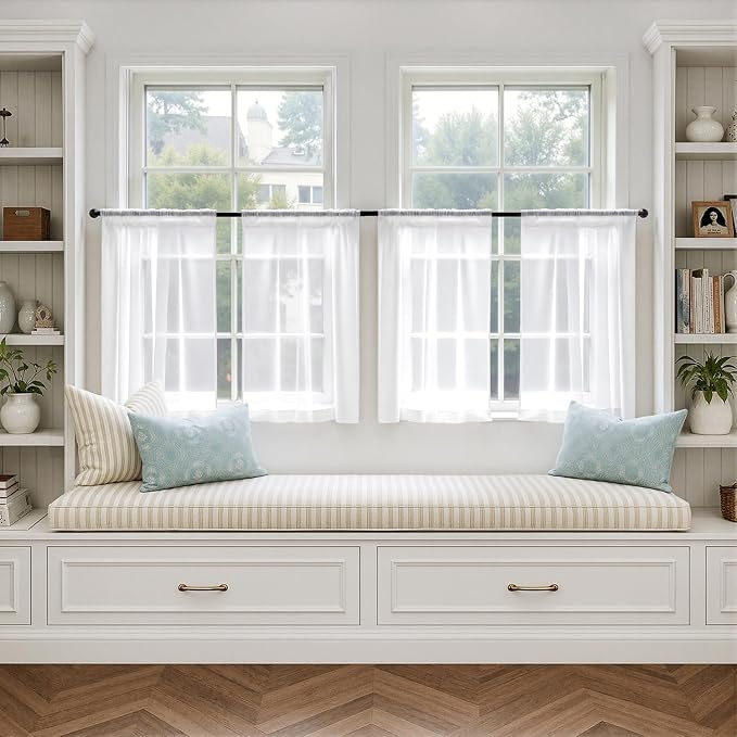 MIULEE Short Cafe Curtains 36 Inches Long, 4 Panels Set, Sheer Light Filtering - Image 4