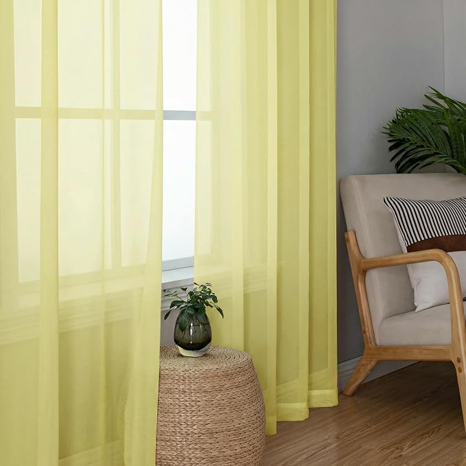 Short Sheer Curtains for Bedroom Living Room 54 Inch Length 2 Panels Set - Image 8
