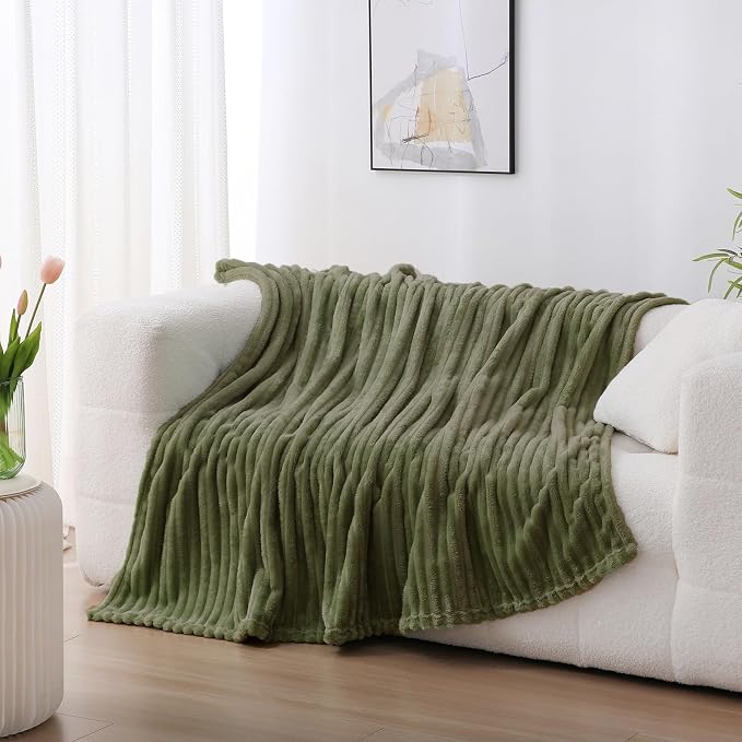 Olive Green Fleece Throw Blanket 50”×60” - Image 2