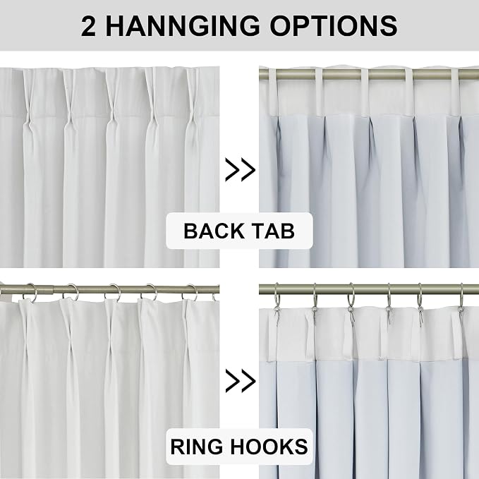 Vision Home White Pinch Pleated Full Blackout Curtains 60 inch Wide Thermal - Image 6