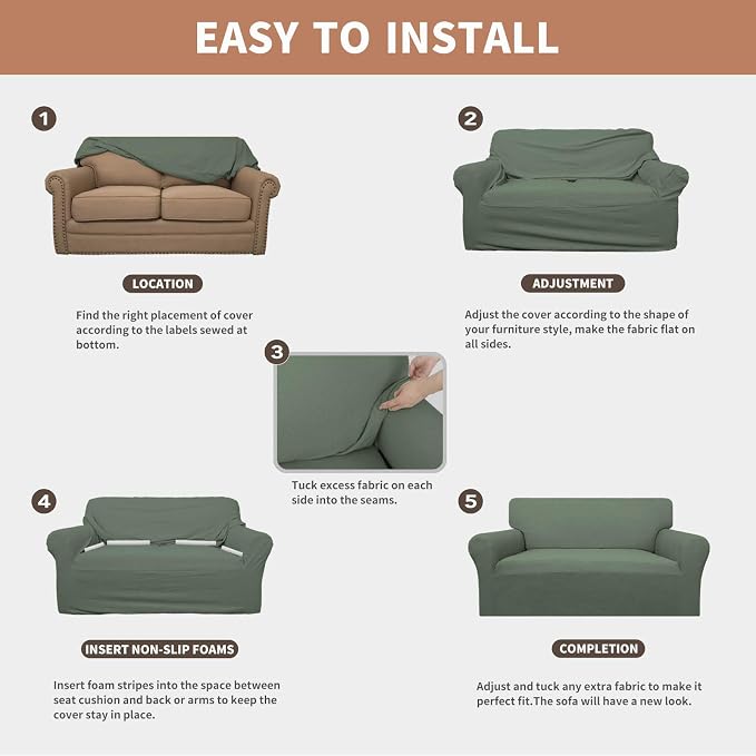 Easy-Going 100% Waterproof Chair Couch Cover, Stretch Jacquard Sofa Cover | - Image 5