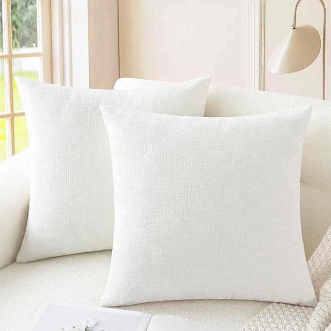 CaliTime Decorative Couch Throw Pillow Covers 22 X 22 Inches True White | Pack by CaliTime