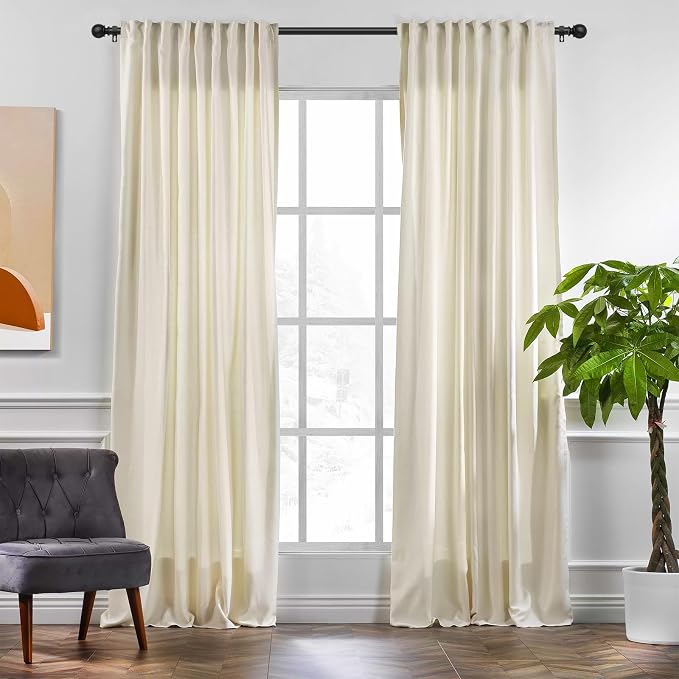 Black Curtain Rods for Windows 48 to 84 or 88 Inches Max, 5/8 Inch Diameter - Image 2