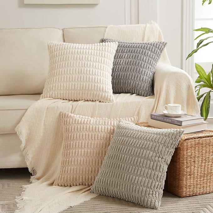 Fancy Homi 4 Packs Boho Cream Decorative Throw Pillow Covers 20x20 Inch - Image 8