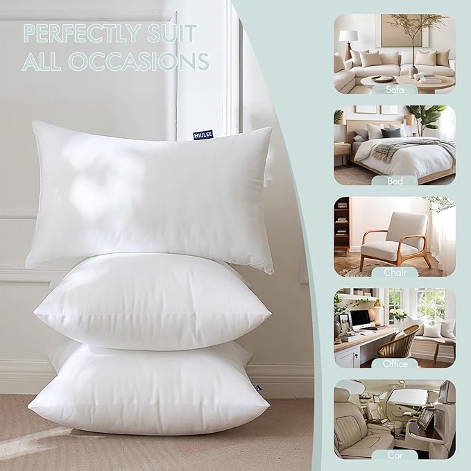 MIULEE Pillow Insert 22x22 Inch Set of 2, Decorative Throw Pillow Inserts | - Image 6