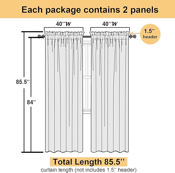 Gold Sheer Curtains 84 Inches Long 2 Panels, Light Filtering Airy Voile Window - Image 6