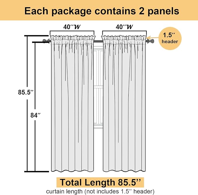 Light Purple Sheer Curtains 84 Inches Long 2 Panels, Double Rod Pocket Window - Image 4