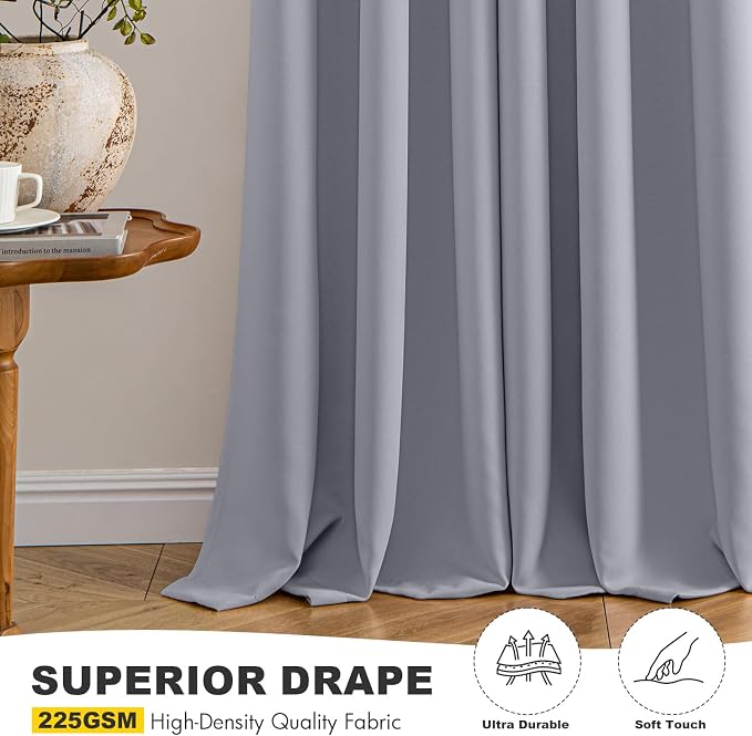 MIULEE Blackout Curtains for Bedroom 2 Panels 40 x 84 Inch Long Silver Grey | - Image 5
