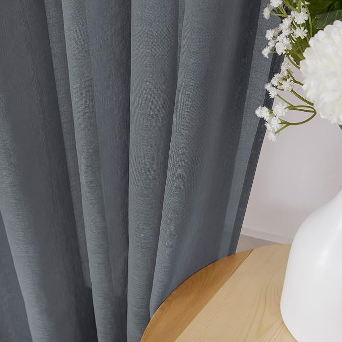Tollpiz Sheer Tier Curtains Kitchen Linen Textured Half Curtain Sheers Light - Image 3
