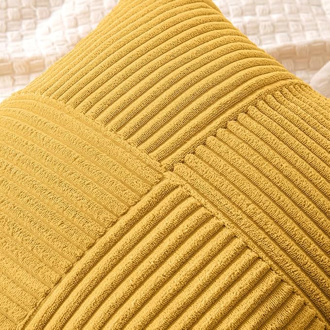 MIULEE Mustard Yellow Decorative Lumbar Throw Pillow Covers 12x20 in 2 Pack | - Image 2