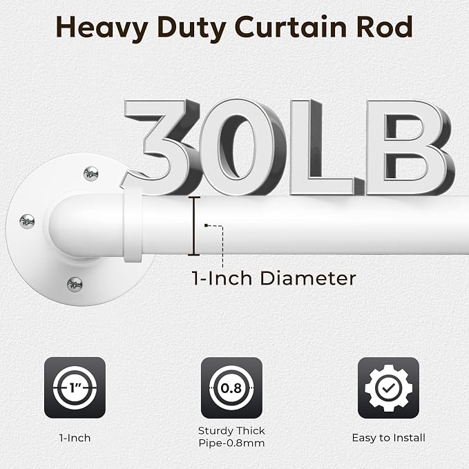 Zeerobee Curtain Rods for Windows 66 to 120, 1 Inch Industrial Wrap Around - Image 4