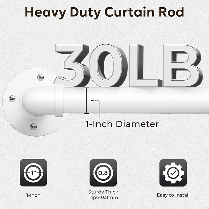 Zeerobee Curtain Rods for Windows 32 to 48, 1 Inch Industrial Wrap Around White - Image 4