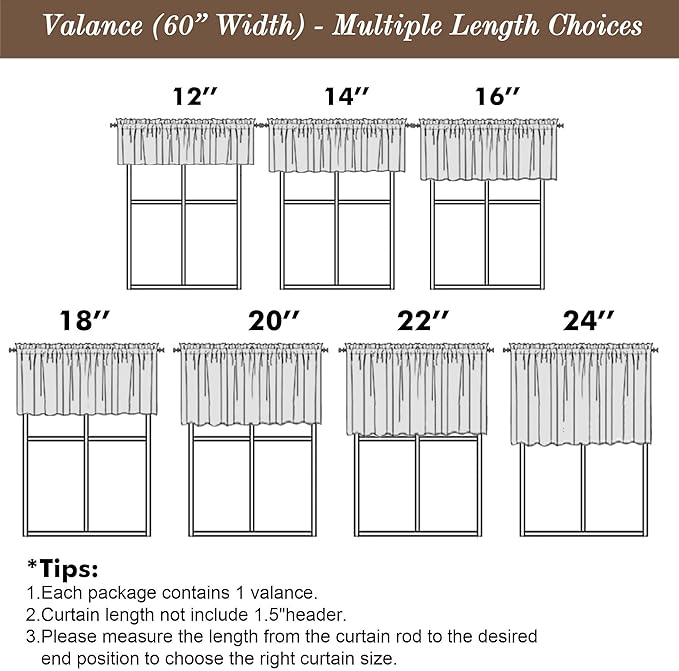 Chyhomenyc Valance for Windows, Light Filtering Faux Linen Solid Short Curtain - Image 4