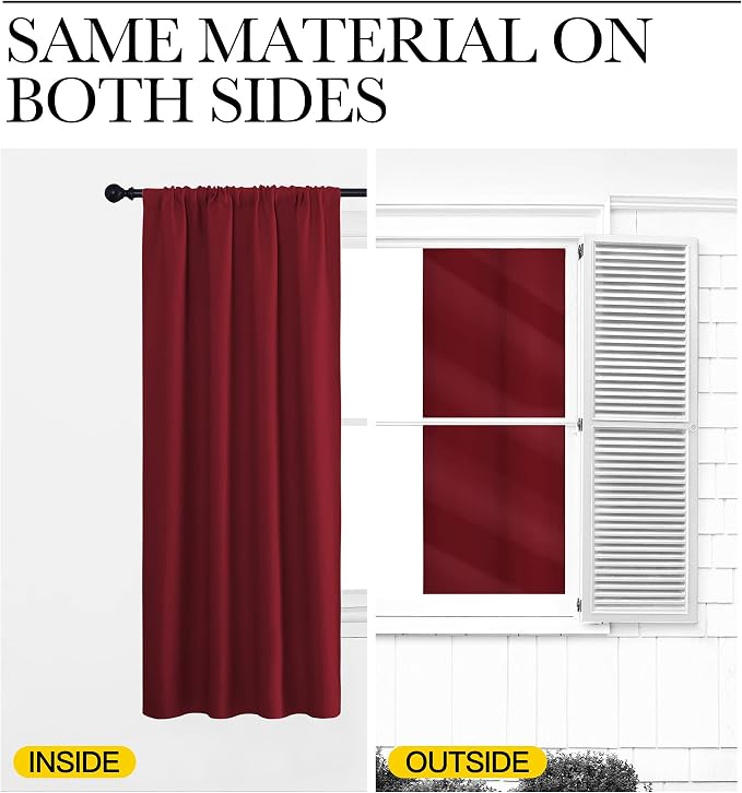 NICETOWN Christmas Burgundy Red Curtains Blackout Drape Panels - Image 6