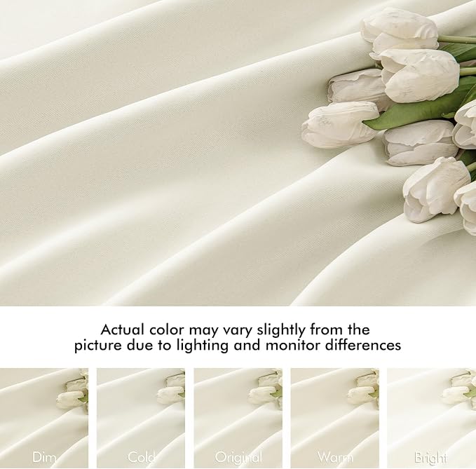 MIULEE Cream Back Tab Blackout Curtains 52x108 Inch Long 2 Panels Set | Rod - Image 8