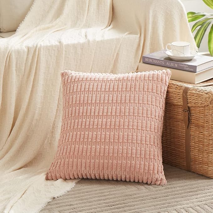 Fancy Homi 4 Packs Boho Pink Decorative Throw Pillow Covers 18x18 Inch - Image 2