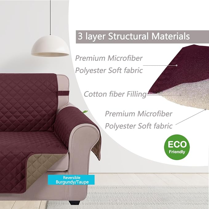 U-NICE HOME Recliner Chair Covers Reversible Quilted Water Repellent Pet - Image 5