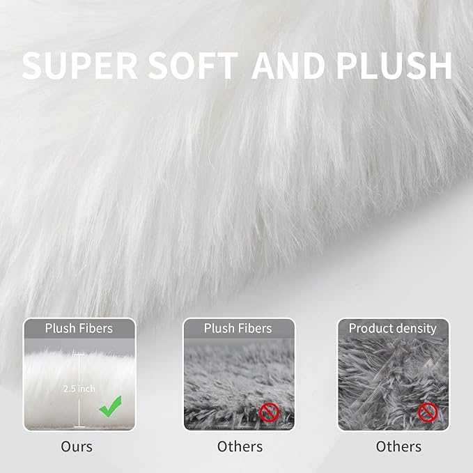 Faux Fur Rug for Bedroom, Fluffy Runner Rugs Soft Sheepskin Rug Sofa Couch Seat - Image 5