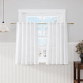 Nanspring White Short Linen Curtains 40 Inch Length 2 Panels Back Tab Rod by Nanspring