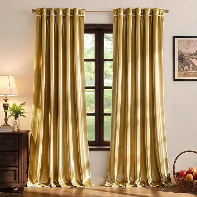 MIULEE Velvet Curtains 52x96 inches 2 Panels Gold Blackout Curtains | Luxury by MIULEE