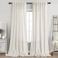 Cream Linen Curtains 102 inches Long 2 Panels Set by Nanspring