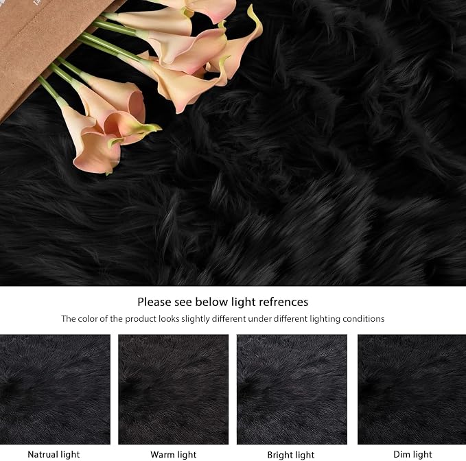 ORINOVA Black Fuzzy Washable Shaggy Area Rugs - Image 9