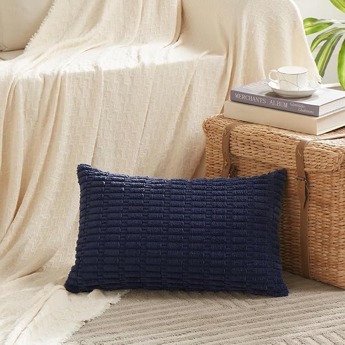 Fancy Homi 4 Packs Navy Blue Decorative Throw Pillow Covers 16x24 Inch - Image 2