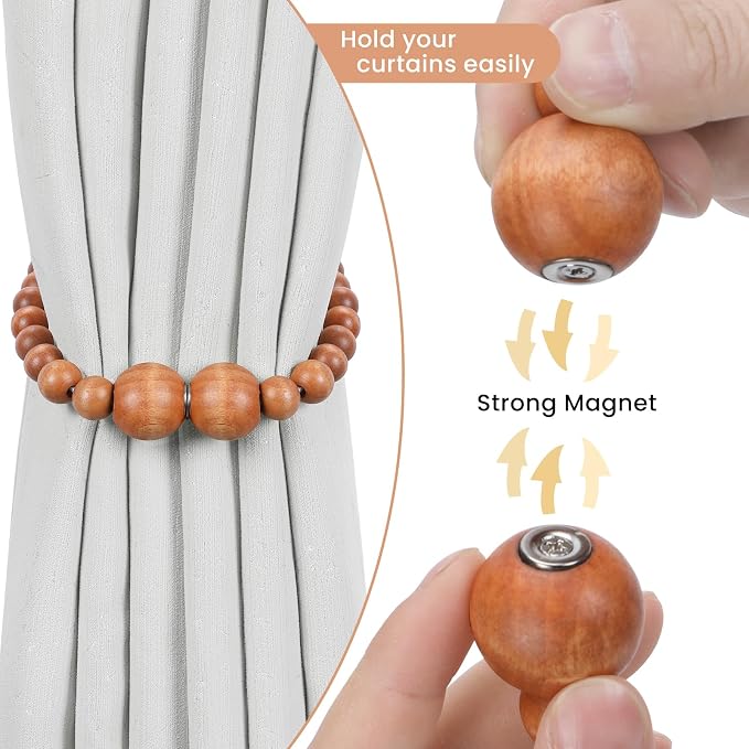 Magnetic Curtain Tiebacks, 2 Pack Curtain Holdbacks - Image 2