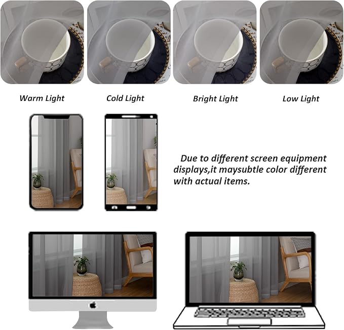 Chyhomenyc Extra Long Charcoal Grey Sheer Curtains 108 Inches Long 2 Panels - Image 4