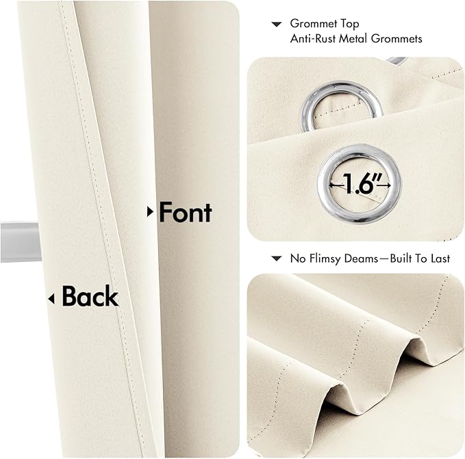 MIULEE Blackout Curtains for Bedroom 2 Panels 40 x 54 Inch Long Birch | Thermal - Image 4