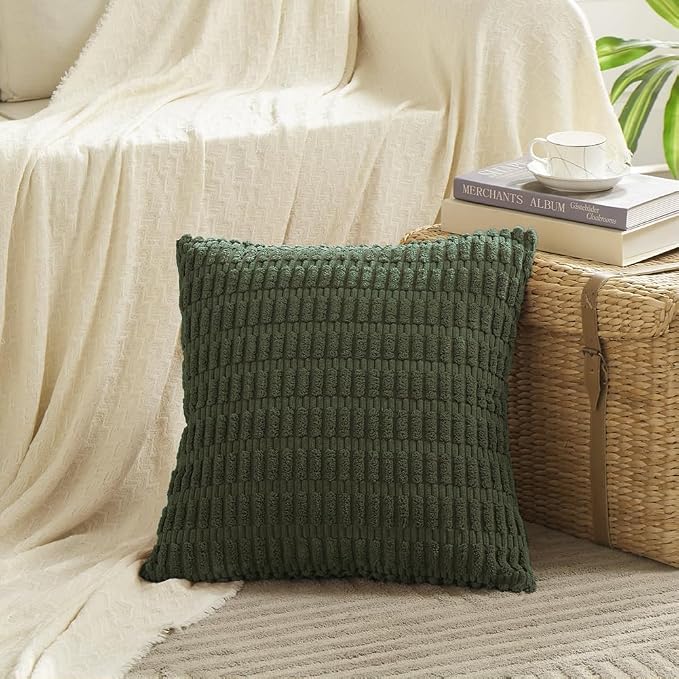 Fancy Homi 4 Packs Boho Olive Green Decorative Throw Pillow Covers 20x20 Inch - Image 2