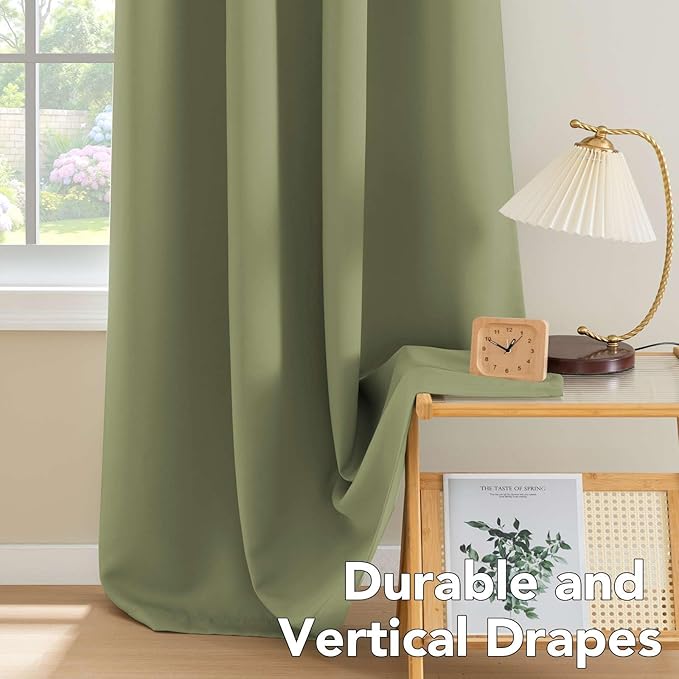 H.VERSAILTEX Window Treatment Blackout Thermal Insulated Room Darkening Solid Grommet Curtains/Drapes for Bedroom (Set of 2 Panels,52 by 63 Inch Long, Sage)