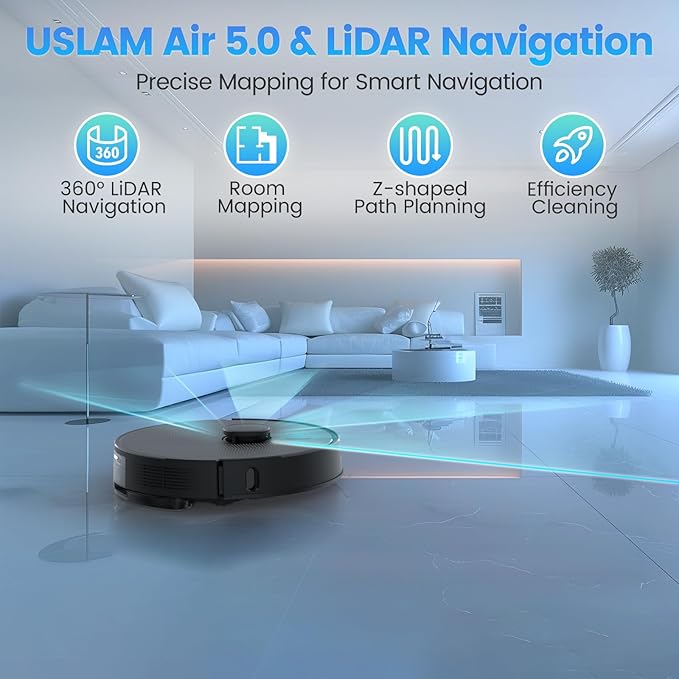 Robot Vacuum and Mop Combo, Self-Emptying, 60-Day Capacity, Schedule, 180mins Runtime, Home Mapping, Wi-Fi/App/Alexa/Remote, Robotic Vacuum Cleaner for Pet, Hard Floors, Carpet