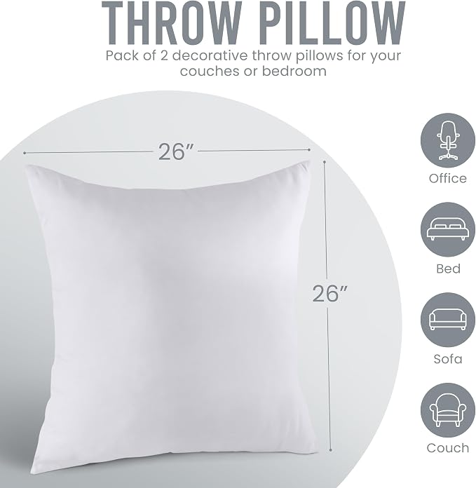 Utopia Bedding 26x26 Pillow Inserts, Sofa & Couch – Soft, Supportive & Fluffy - Image 8