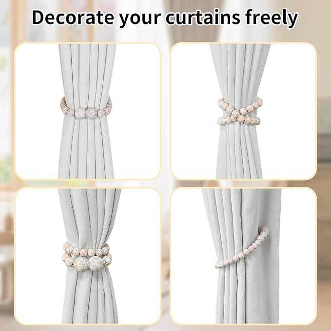 Magnetic Curtain Tiebacks, 4 Pack Curtain Holdbacks - Image 4