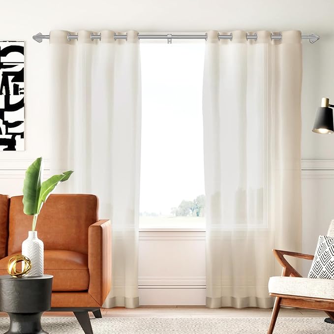 GXOACKJ Silver Curtain Rods for Windows 66 to 120 inch, 5/8 inch Adjustable - Image 7