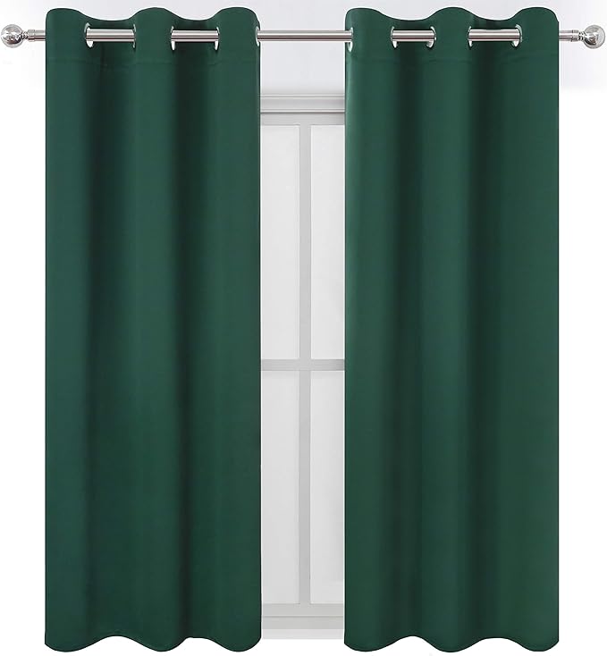LEMOMO Dark Green Bedroom Blackout Curtains/38 x 63 Inch Long/Set of 2 Curtain - Image 2