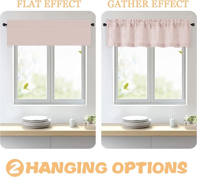 OWENIE Blush Pink Valances for Windows 1 Pcs 18 Inch Length, Light Filtering - Image 5