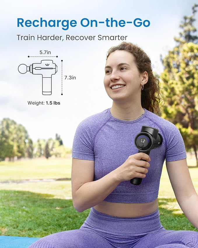 RENPHO Massage Gun Deep Tissue, Portable Percussion Muscle Massager with Bluetooth, Handheld Device for Back and Neck, Carry Case, Gifts for Men and Women