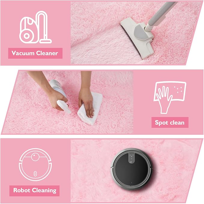 yulidayang Pink Fluffy Round Area Rugs - Image 3