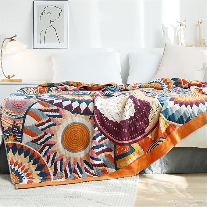 MSGKV Boho Throw Blanket for Couch 50"x60" 100% Cotton Sofa Blanket Spring - Image 5