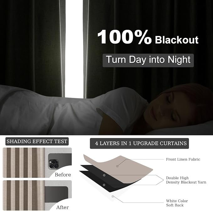 Topfinel 108 Inch Curtains 2 Panel Set Boho Brown Modern Decorative Dark Out - Image 6