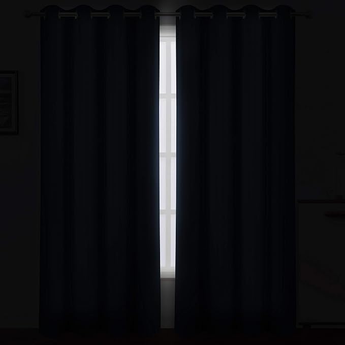 LEMOMO Navy Blue Thermal Blackout Curtains/52 x 108 Inch/Set of 2 Panels Room - Image 3